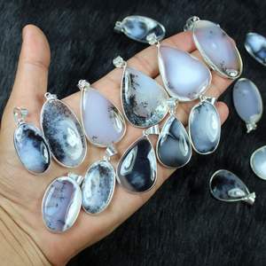 จี้อัญมณีธรรมชาติ Dendrite Agate เครื่องประดับจี้เสน่ห์เครื่องประดับสร้อยคอจี้ขายส่งแบบฝา - Product Image 1