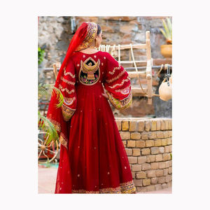 2024 estilo único Afghani Ladies Salwar Kameez Casual Wear vestido largo bordado con diseño de parche para mujer - Product Image 6