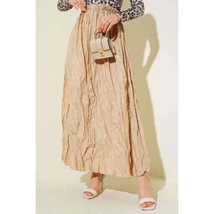 Jupe plissée plissée beige pour femme - Product Image 1