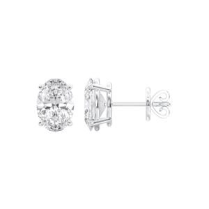 4.00 CT F/VS Oval Cut Lab Grown Diamond Four Prong <b>Set</b> <b>Stud</b> <b>Earring</b> Made in 925 <b>Sterling</b> <b>Silver</b> For Unisex - Product Image 4