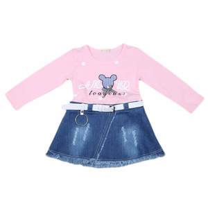 ชุดเดรสแขนยาวสำหรับเด็กผู้หญิง - สีชมพูอ่อน - Product Image 1