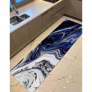 Navy Blue And Silver Marble Printed <b>Rug</b>, Non Slip, Modern Home Decor,<b>Chenille</b> <b>Rug</b> - Product Image 4