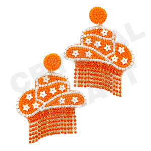 Pendientes con cuentas de diseños elegantes para mujer Color patriótico naranja blanco azul para boda o Día de los Caídos - Product Image 1