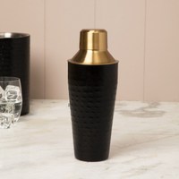 Shaker à cocktail en métal de haute qualité enduit de poudre de couleur noire avec capuchon supérieur doré Fournitures d'utilisation de bar pour la maison et l'hôtel