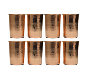 Pure Copper Hammered <b>Tumblers</b> for Ayurveda <b>Glass</b> Drinkware with Health Benefits for Drinking Water - Product Image 3