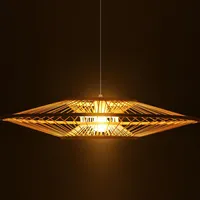 Lampe suspendue luminaire suspendu en rotin tissé creux luminaires de salon et de salle à manger abat-jour de plafond travaillé à la main