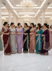 ผ้าไหมดีไซเนอร์สเปซซารี ประดับลูกปัดและเลื่อมอย่างหรูหรา สไตล์บอลลีวูด ออกแบบมาเพื่อความสง่างามและสง่างามในงานปาร์ตี้ - Product Image 6