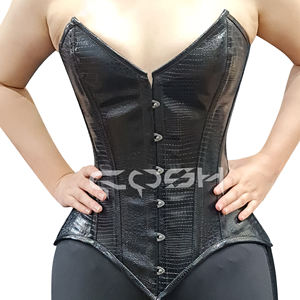 Corsé de cintura de alta compresión de PVC negro texturizado con varillas de acero, estilo reloj de arena, para fiesta, proveedor - Product Image 3