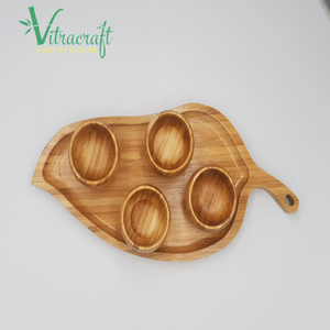 ถาดไม้ไผ่รูปใบไม้ทำด้วยมือ,สำหรับถาดถ้วยชางานหัตถกรรมเวียดนามสลักโลโก้ได้ตามต้องการ - Product Image 3