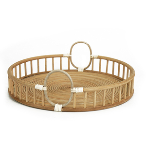 Stylish Brown Rattan Tray Unique Design Natural Eco-Friendly Serving Tray Home Decor <b>Fruit</b> & <b>Vegetable</b> <b>Tools</b> Wholesale - Product Image 1