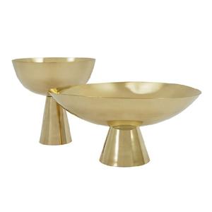 Venta al por mayor de centro de mesa de metal dorado Pedestal de metal forma redonda ensaladas para servir cuenco para el hogar y la cocina vajilla - Product Image 1