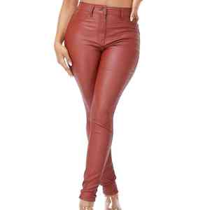 Pantalones de cuero de mujer de diseño personalizado precio al por mayor pantalones de cuero de mujer de alta calidad para adultos - Product Image 1