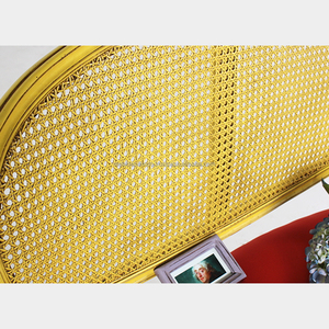 Fauteuil de salon en acajou et rotin avec assise en mousse souple et tissu lisse, modèle n° 1703 - Product Image 3