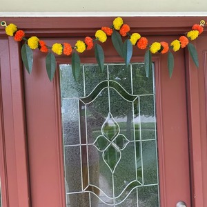 Marigold Mango Leaf Door Toran for Diwali Day of Dead Decorations Elegant Garland Wedding Pooja Items Handcrafted Art Bandarwal - Product Image 2