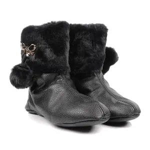 Comfortable And Trendy Women's Karapan Ichigi Leather Boots With Fur Trim Directly From Uzbekistan's Manufacturer