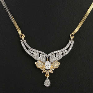 American Diamond <b>Locket</b> Set - Golden & Silver - Product Image 2