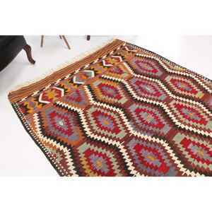 พรมวินเทจขนาดใหญ่ 5.3x8.7 ฟุต พรมตุรกี พรมขนแกะเปอร์เซียสีแดง - Product Image 1