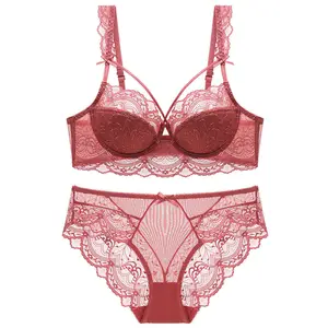 Factory Direct Price Lace Low MOQ Transparent Plus Size Womens Sexy Underwear Bra And Panty Lingerie Sets From Bangladesh