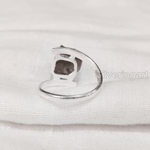 Rough Stone Jewelry Women's Ring Natural Raw Smoky Quartz Gemstone <b>Cross</b> Prong Ring Party Christmas 925 <b>Sterling</b> <b>Silver</b> Ring - Product Image 5