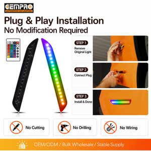 Feux de position latéraux LED RGB pour pare-chocs arrière Ford Mustang 2015-2023, lentille fumée, stock disponible en entrepôt américain, livraison rapide - Product Image 4