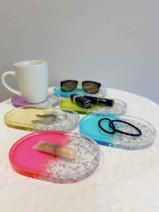 Resin <b>Decorative</b> Tray in Multiple Colors Cosmetic Organizer Home <b>Decor</b> Oval Resin Tray Vanity Tray High Quality - Product Image 5