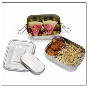 Dual Tier Stainless Steel <strong>Lunch</strong> <strong>Box</strong> with Snack Container <strong>Double</strong> <strong>Layer</strong> Rectangular Storage for Baby for Kitchen Food Storage - Product Image 2