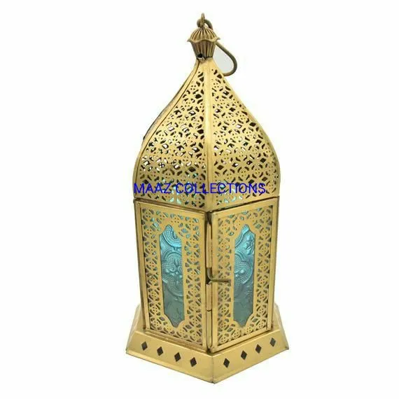 Antique Golden Brass Moroccan Hanging Lanterns for Wedding Party Decoration