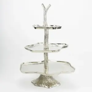 Nuevo soporte de pastel de fundición de metal de aluminio de diseño personalizado en níquel brillante elegante para uso de servicio de mesa de fiestas de hotel - Product Image 4