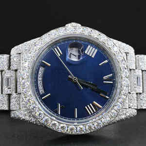 นาฬิกาฮิปฮอปหรูหรา ดีไซน์แบบอนาล็อก ตกแต่งแบบไอซ์ ระดับไฮเอนด์ พร้อมเครื่องทดสอบโมอิสซาไนต์ VVS สำหรับการตรวจสอบกลไก  ดีไซน์ทันสมัย ประดับเพชร  กระจกยุคใหม่ - Product Image 3