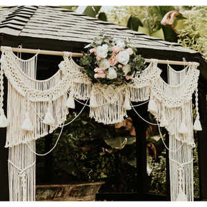 Telón de Fondo de Macramé de Algodón y Cortina de Ventana, Decoración Boho para Bodas con Cortina de Macramé - Product Image 2