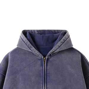 เสื้อฮู้ดซิปผู้ชายคุณภาพสูงแบบเรียบง่าย ขายส่ง สไตล์ใหม่ น้ำหนักเบา แห้งเร็ว ล้างสีแบบแอซิดวอช รับผลิตตามแบบ - Product Image 3