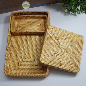 ชุดถาดเก็บของหวาย 3 ชิ้น ดีไซน์มินิมอลสำหรับจัดระเบียบโต๊ะ ผิวสัมผัสขัดเงา ซ้อนกันได้ ใช้ในห้องน้ำ ใส่เครื่องเทศ เครื่องประดับ - Product Image 5