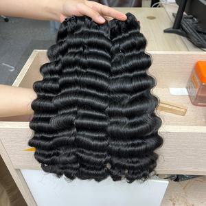 Meilleure vente 100% extensions de cheveux cambodgiens faisceaux de trame de vague profonde en vrac dans différentes couleurs textures cheveux humains bruts en gros - Product Image 1