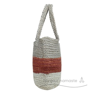 Borsa di iuta fatta a mano | Tote alla moda Beige, crema e arancione chiaro | Tote da spiaggia Eco Market all'ingrosso Canada europa - Product Image 2