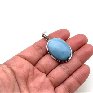 Collar de Plata de Ley 925 Estilo Boho Clásico para Mujer, Chapado en Rodio, con Ópalo Azul, Joyería Hecha a Mano, Regalo para Esposas, JESSICA - Product Image 1