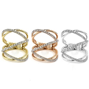 Precio de fábrica Joyería Maravilloso Anillo de lujo redondo de diamantes reales de oro rosa de platino de alta calidad para mujer - Product Image 4