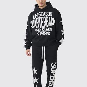 Survêtement pour hommes avec logo personnalisé 100% coton épais imprimé bouffant ourlet brut d'hiver Survêtement Plus Size Options - Product Image 1