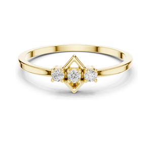Bague à trois pierres en diamant de laboratoire 0,075 CT pour femme, clarté VVS-VS EF, or 18 carats, 14 carats, 10 carats et argent 925, rose, jaune, blanc - Product Image 3