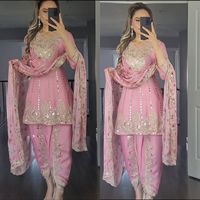 Meluncurkan pakaian pesta desainer baru terlihat atas, Dhoti Salwar dan Dupatta dengan bahan berkualitas tinggi dengan harga grosir