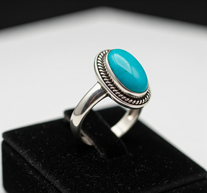 Anillo de Moda Hecho a Mano con Turquesa, Engaste Personalizado, Venta Especial, Joyería para Fiesta, Regalo para Mujer, Chapado en Rodio - Product Image 3