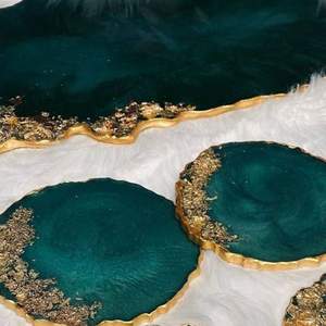 Ensemble de dessous-de-verre en résine, style agate, tapis de table, coussinets résistants à la chaleur, décoration d'intérieur, fabricant en gros en Inde - Product Image 1