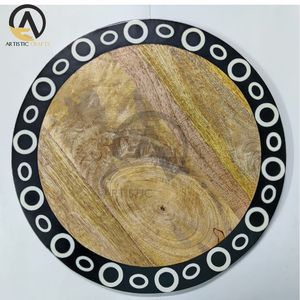 Planche à découper en bois d'acacia et incrustation de résine sur mesure en bois de manguier pour la préparation des aliments dans la cuisine et l'hôtel - Product Image 2