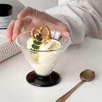 Ensemble de plateau de tasse à crème glacée classique Pudding Trifle Fruit tasse en verre transparent avec grande base colorée Tasse à dessert