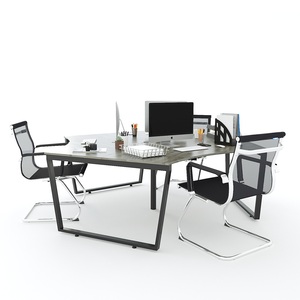 Mesa de Centro Contemporánea para 3 Personas, 240x208 cm, con Patas Metálicas Ensambladas, para Oficina o Dormitorio - HBTC025 - Product Image 3