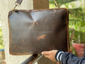 Sac de messager en cuir véritable fait à la main pour ordinateur portable, sacoche en cuir pour hommes - Product Image 4