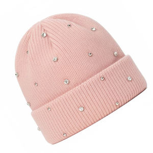 หมวกบีนนี่ไหมพรมลายแจ็คการ์ดคุณภาพสูงประดับเพชรเทียม รุ่นใหม่ปี 2026 สไตล์สั่งทำพิเศษ สำหรับผู้ใหญ่ ให้ความอบอุ่นในฤดูหนาว - Product Image 4