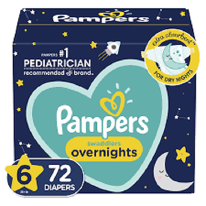 Pañales Pampers Swaddlers Overnights, Gran Absorbencia para Dormir, Talla 6, Paquete de 72 Unidades, Oferta al por Mayor, con Pañales Desechables - Product Image 1