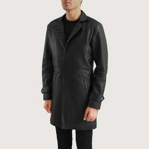 Infinity Slim Fit Infinity Black Leather <b>Coat</b> Vintage Casual Overcoat Hooded Vintage Casual Trench <b>Coat</b> Winter Autumn Print - Product Image 2