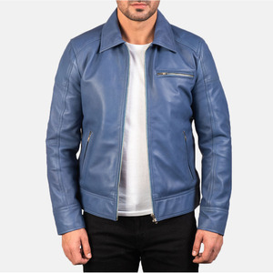 Veste en cuir pour homme, col montant, doublure en toile sur le devant, polyester imperméable et respirant, ourlet côtelé élastique, coupe classique, service OEM - Product Image 3