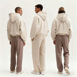 Custom Unisex 500Gsm Cotton Slim Fit <b>Hoodie</b> Regular Sleeve Heavyweight Crop Solid Color Winter <b>Fleece</b> <b>Hoodies</b> Men - Product Image 3